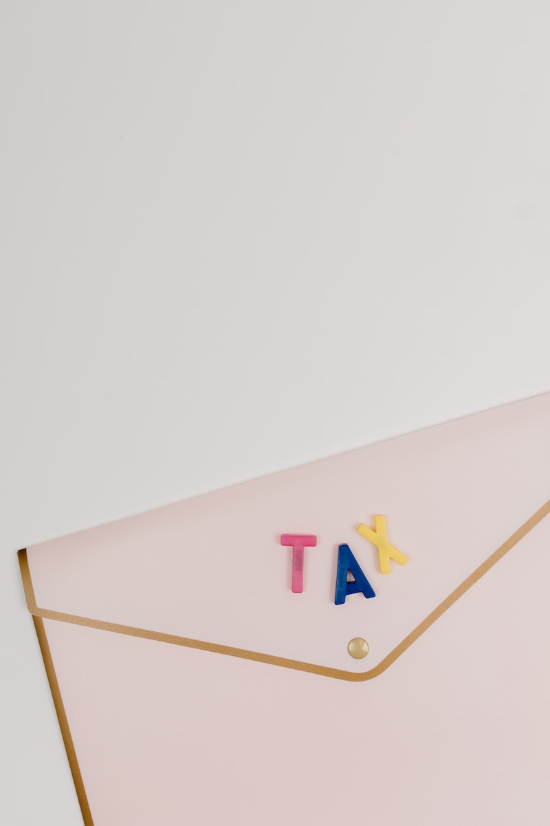 Pink Folder with Letters Tax